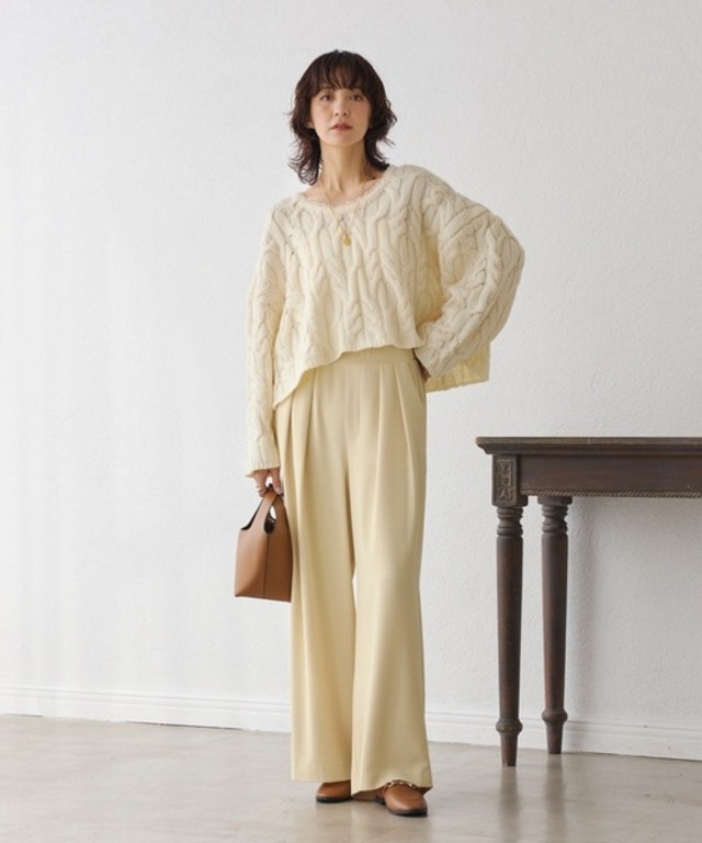 手洗い可/タックワイドスラックス