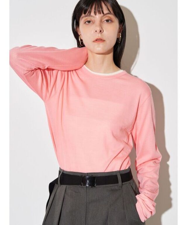 ウールシアーロングTニット