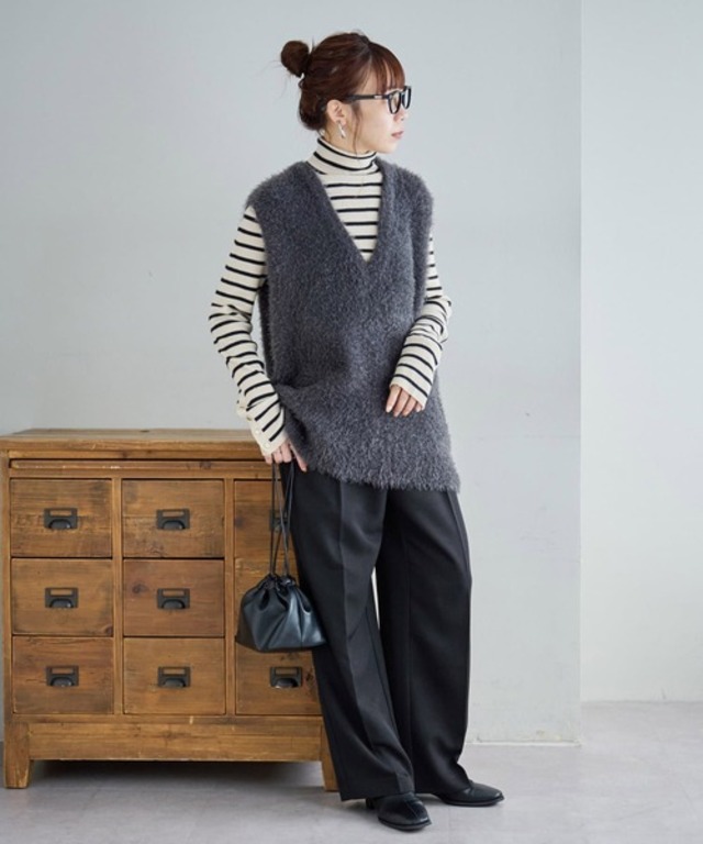 【13色展開/多色買い◎/万能インナー】リブ袖口ボタンタートル《WEB限定》