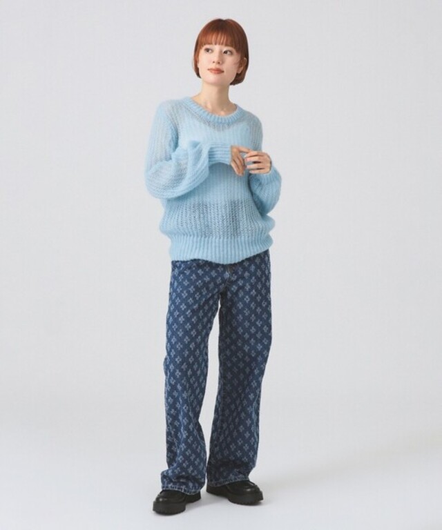 モヘヤ タッチ シアー クルーネック ニット