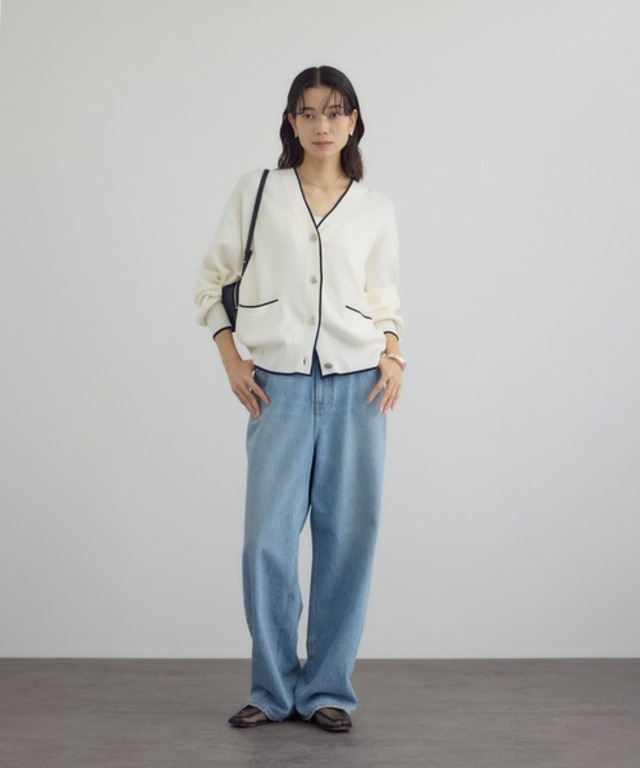 【WEB限定】メタルボタンスウェットライクラインカーディガン 3