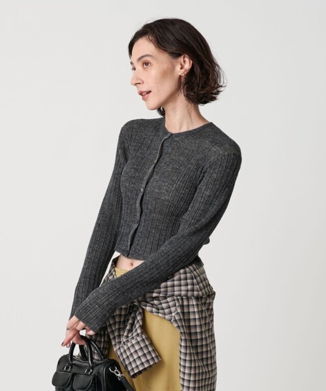 アルパカブレンド ランダムリブカーディガン