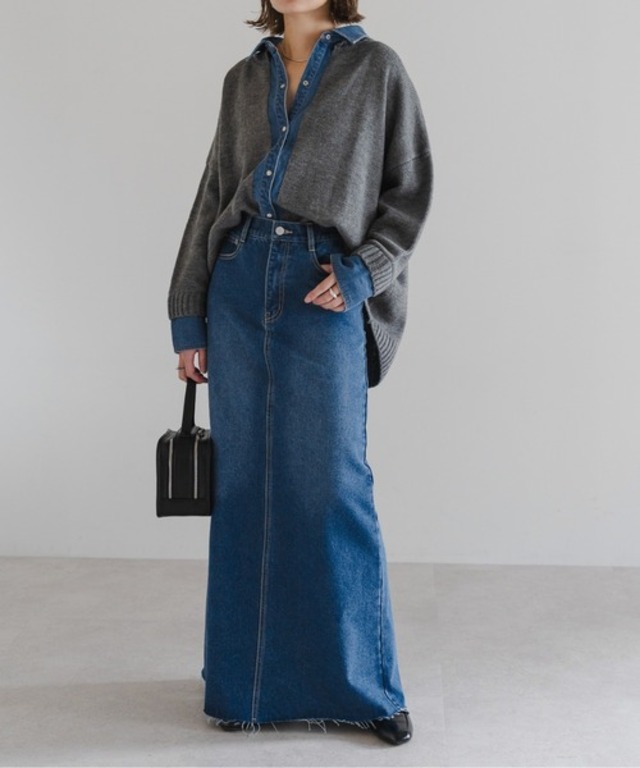 デニムシャツドッキングカーディガン