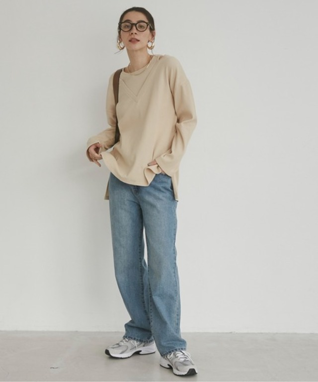 フェイクレイヤード ワッフル プルオーバー/ロンT