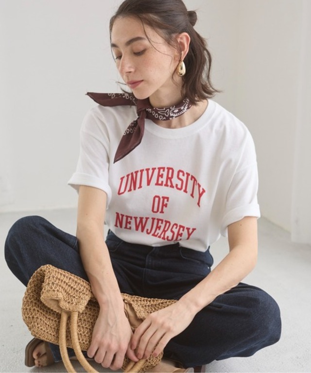 GILDAN カレッジロゴ オーバーサイズ プリント Tシャツ（半袖）