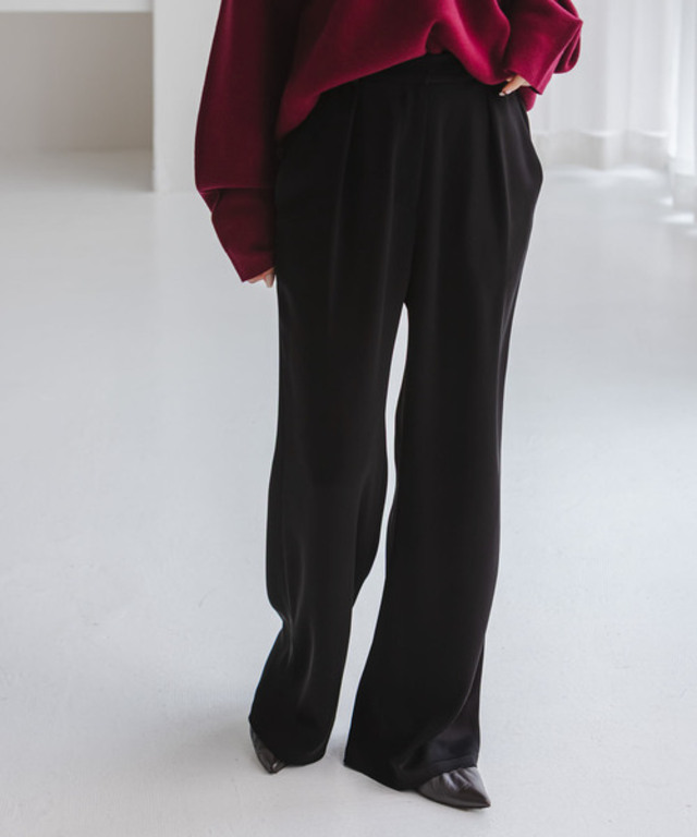 《セットアップ対応》ルナサテンナローフレアタックパンツ