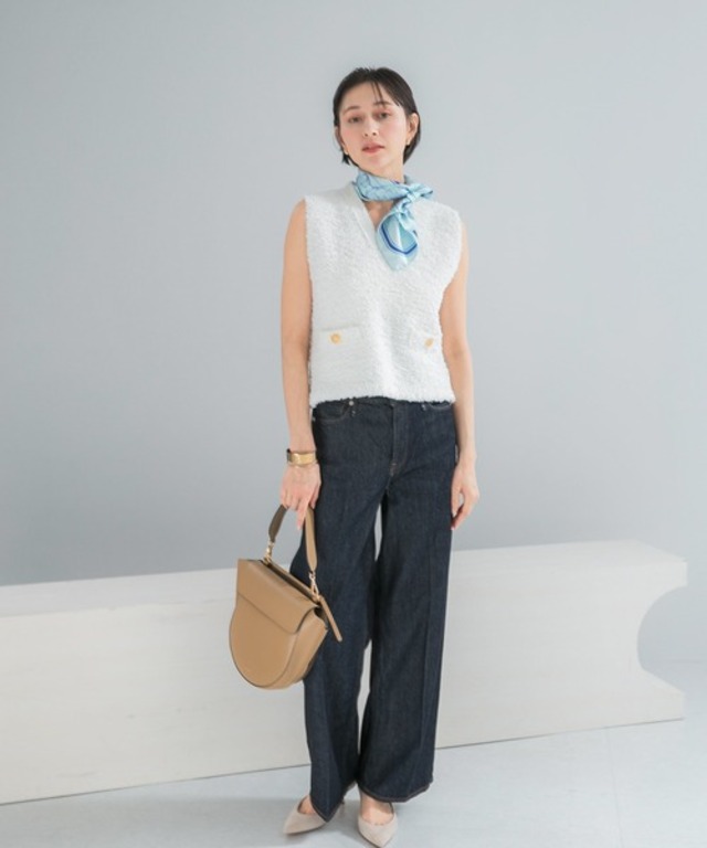 ニットツイードVネックベスト