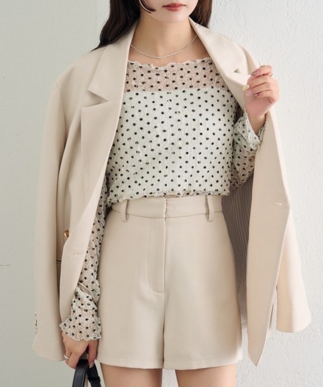 【レイヤードスタイルに！】ドットレースプルオーバー