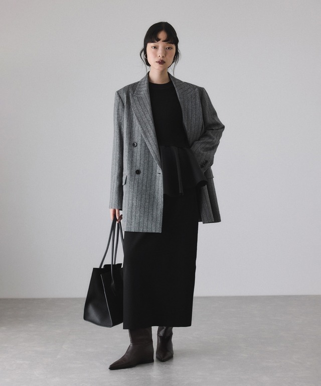 【サステナブル】ペプラムコンビニットワンピース/オケージョン対応