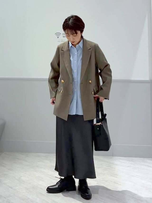 ※サテンストレッチフレアスカート/634549