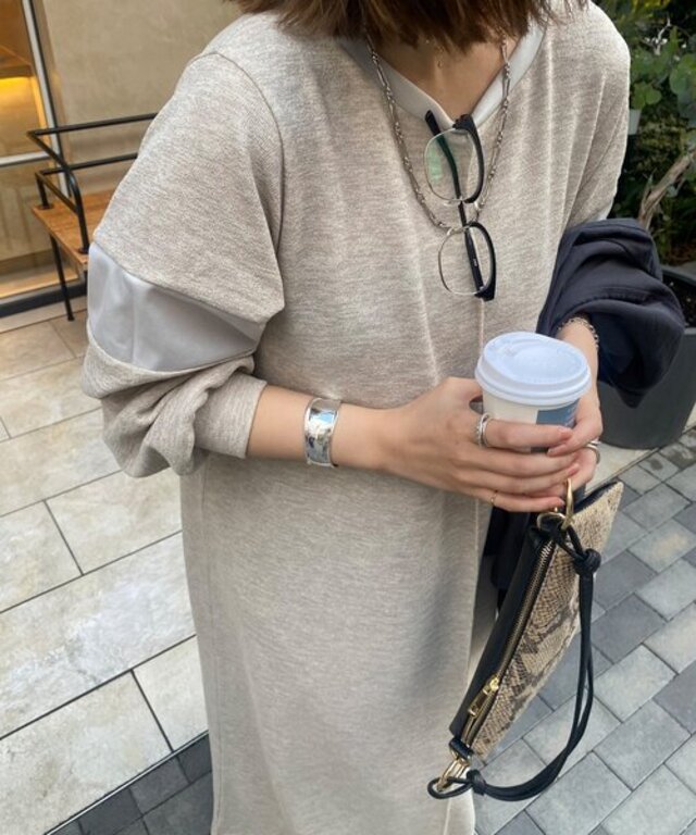 【インフルエンサーSAKURA企画】リネンライクエアリー袖切替ワンピース