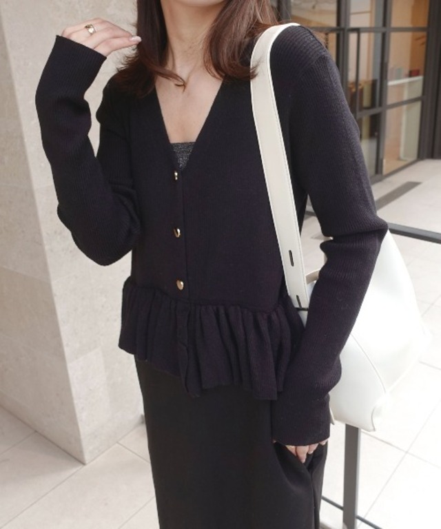ペプラムカーディガンレイヤードワンピース