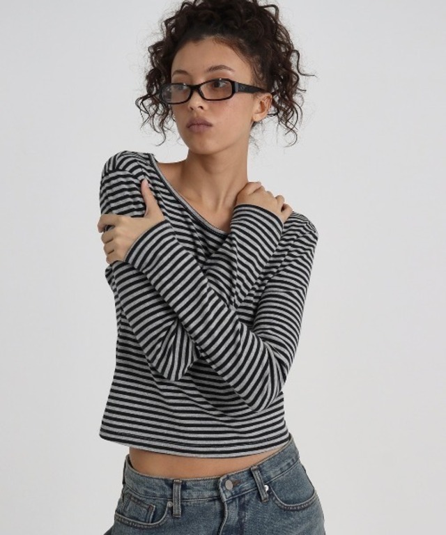 [B-BASIC] スタンダードストライプ長袖Tシャツ