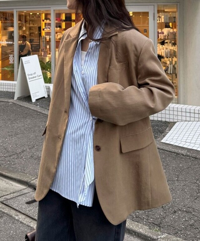 リネン混ラチネオーバージャケット
