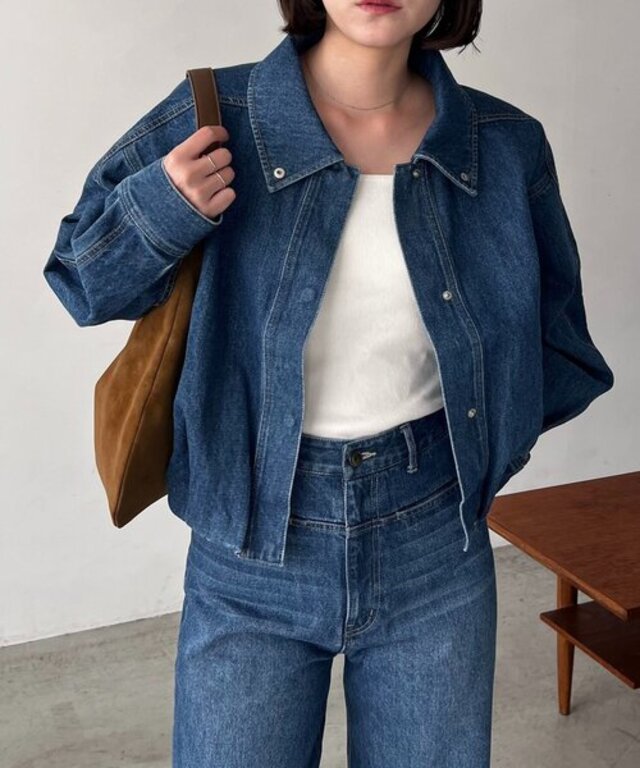 【サイズ展開あり/セットアップ対応】ラウンドデニムブルゾン