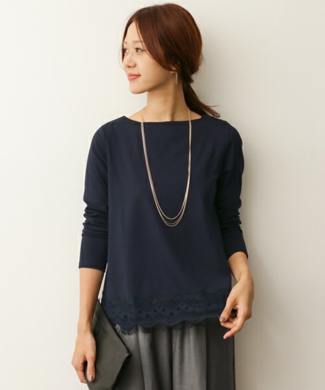 URBAN RESEARCH DOORS WOMENS　ポンチレースヘムプルオーバー