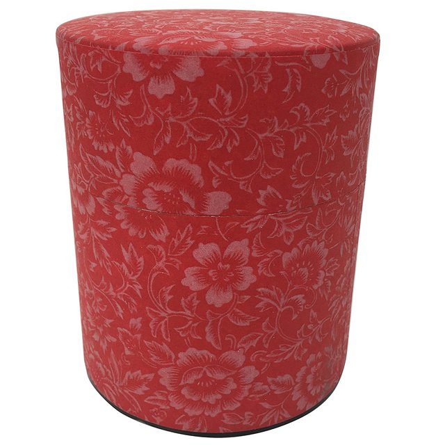 江東堂高橋製作所 茶筒 和紙和染缶 平型 200g 牡丹 #95 紅色