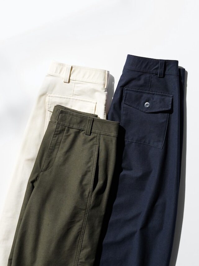 UNIQLO ジャージーバレルレッグパンツ ネイビー、ホワイト2着 ユニクロ公式 | ジャージーバレルレッグパンツ/丈長め