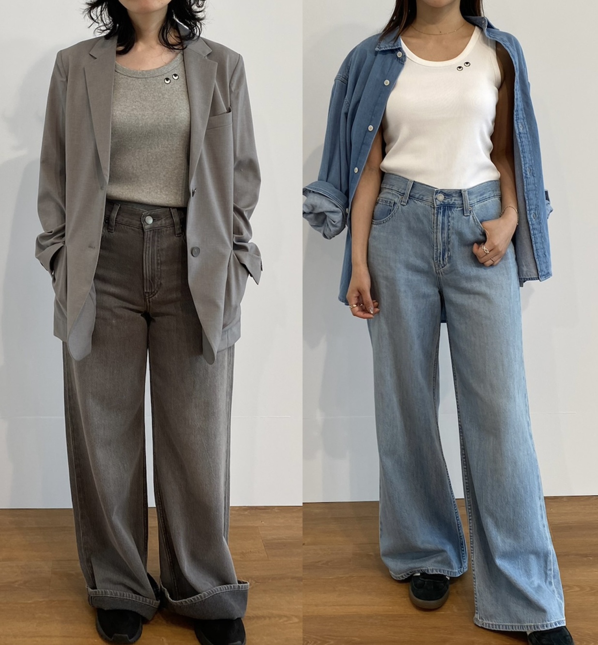 左／153cm（骨格ウェーブ）・右／162cm（骨格ストレート）