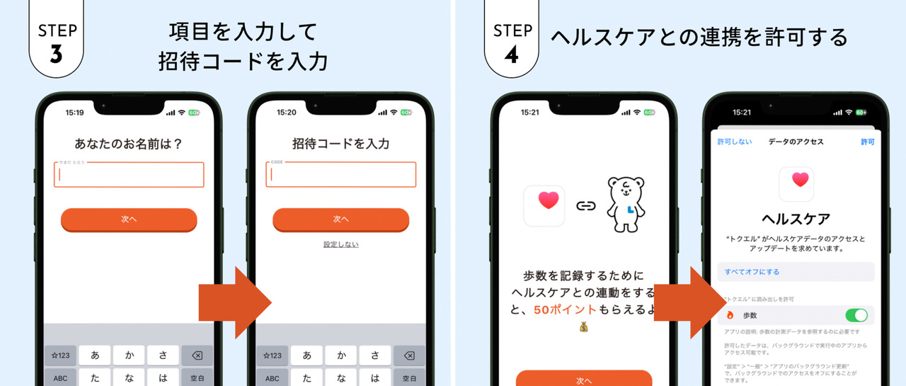 STEP3〜4までの画面推移