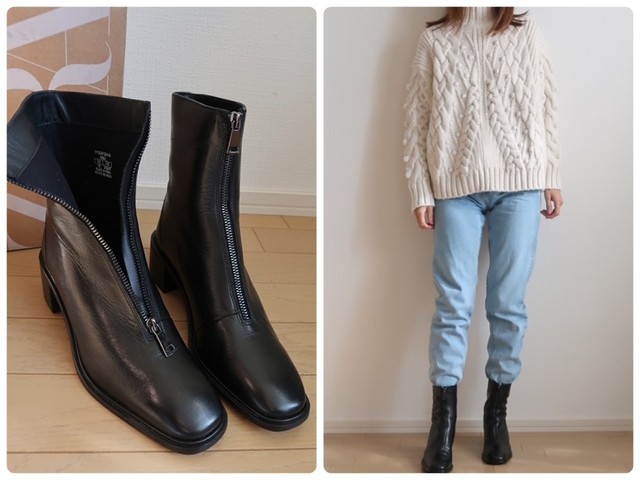 美シルエット!レザー製のZARA黒ショートブーツが万能 - LOCARI(ロカリ) 在庫品/即発送 ZARA ジップ付きハイヒールレザーアンクルブーツ ブーツ